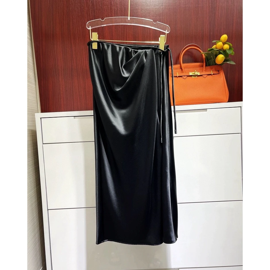 轻奢小众高端洋气醋酸a字长款半身裙气质高级感百搭女款2024新款