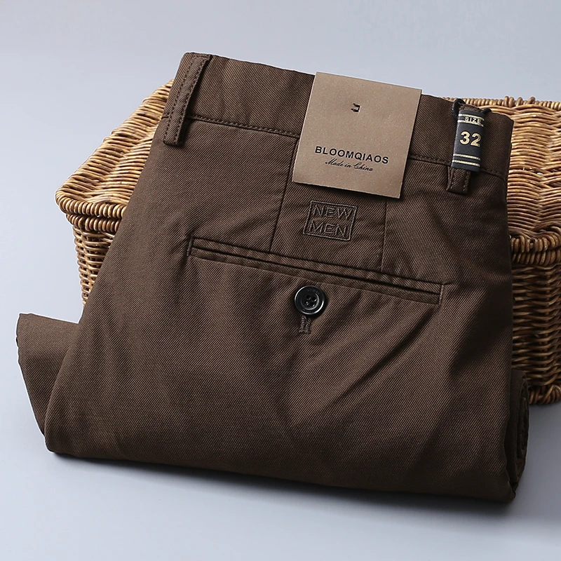 奢华粘胶棉弹力男士长裤抗皱直筒百搭夏季薄款凉爽裤子商务休闲裤