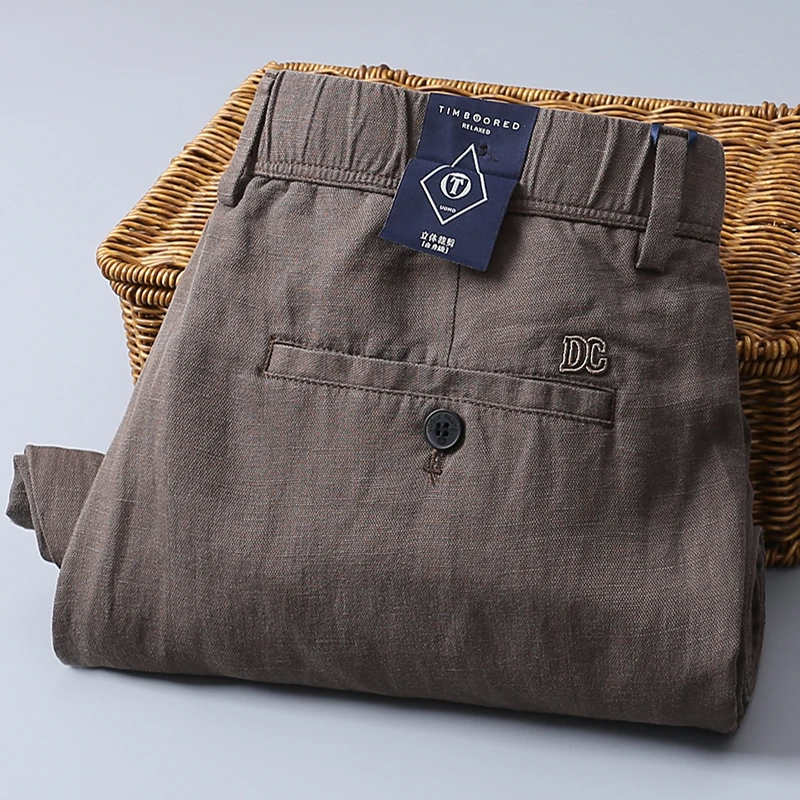 夏季薄款莱赛尔亚麻男裤百搭吸汗透气凉爽宽松直筒男士商务休闲裤