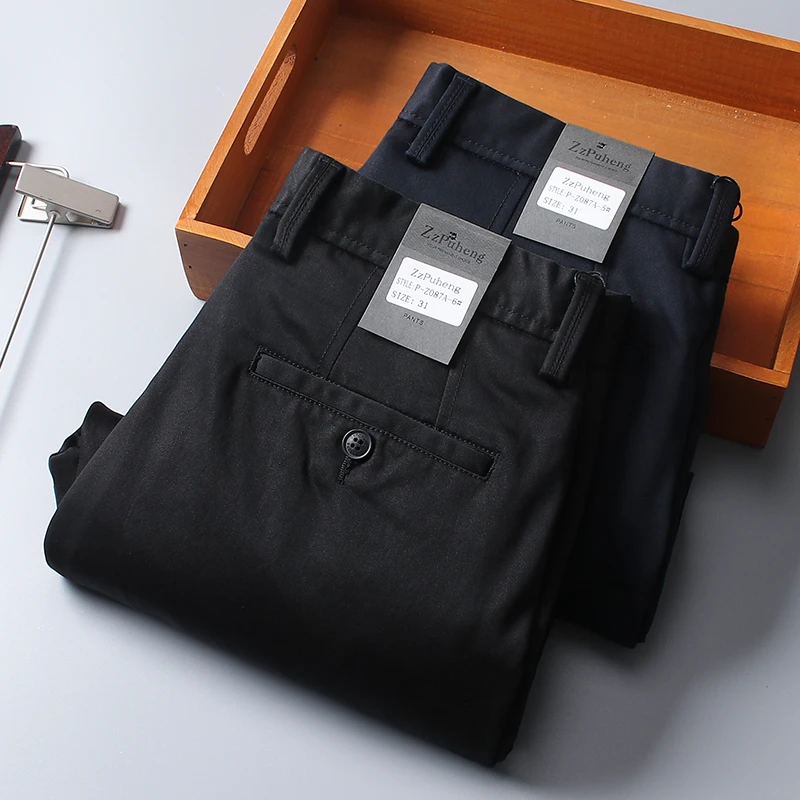 秋冬款进口棉弹男士休闲裤奢华舒适商务直筒长裤免烫抗皱男裤厚款