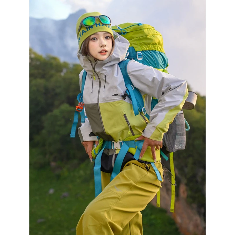 卡盛美式冲锋衣女2025春秋三合一防风户外徒步情侣徒步登山服夹克