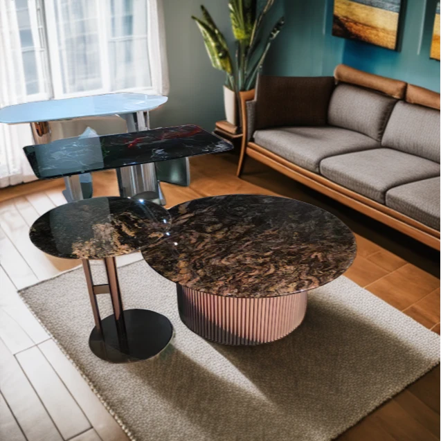 [铂金钻茶几]意式极简美式轻奢客厅家用创意简约北欧圆形美式轻奢