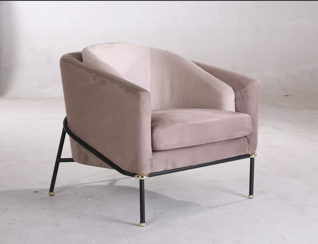 [弧单人休闲沙发椅]意式极简客厅家用创意简约北欧轻奢皮艺休闲椅