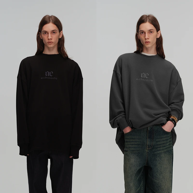 ECHOADE经典衍生 延续精致小圆领 Oversized 大廓形加厚长袖T恤
