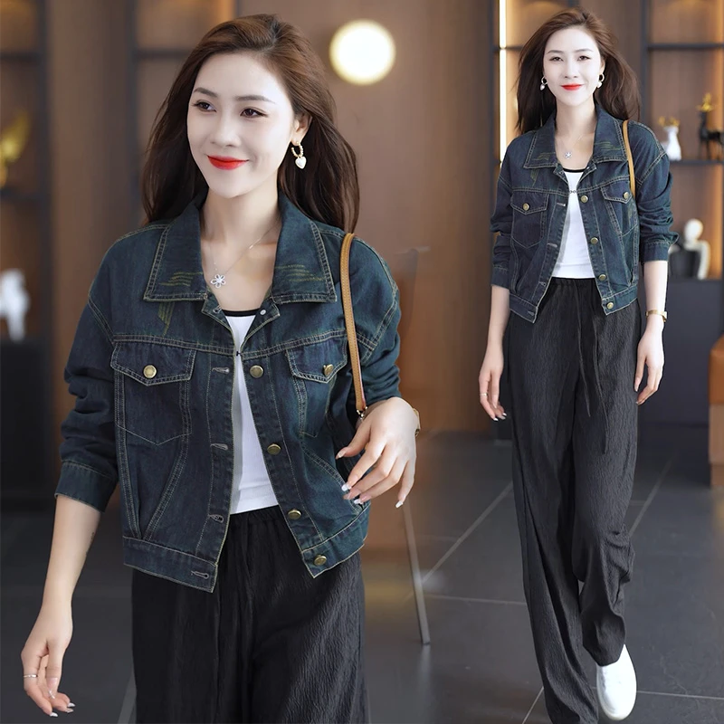短款牛仔外套女小个子2023秋季新款复古百搭显瘦夹克上衣韩版休闲