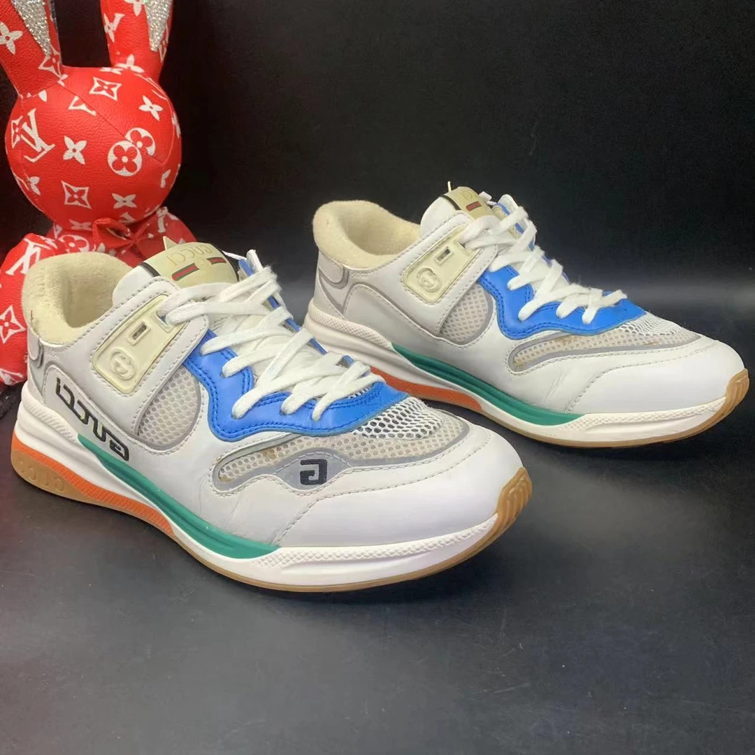 【二奢特惠】GUCCI/古驰 40欧码 男士百搭时尚白色网面透气运动鞋