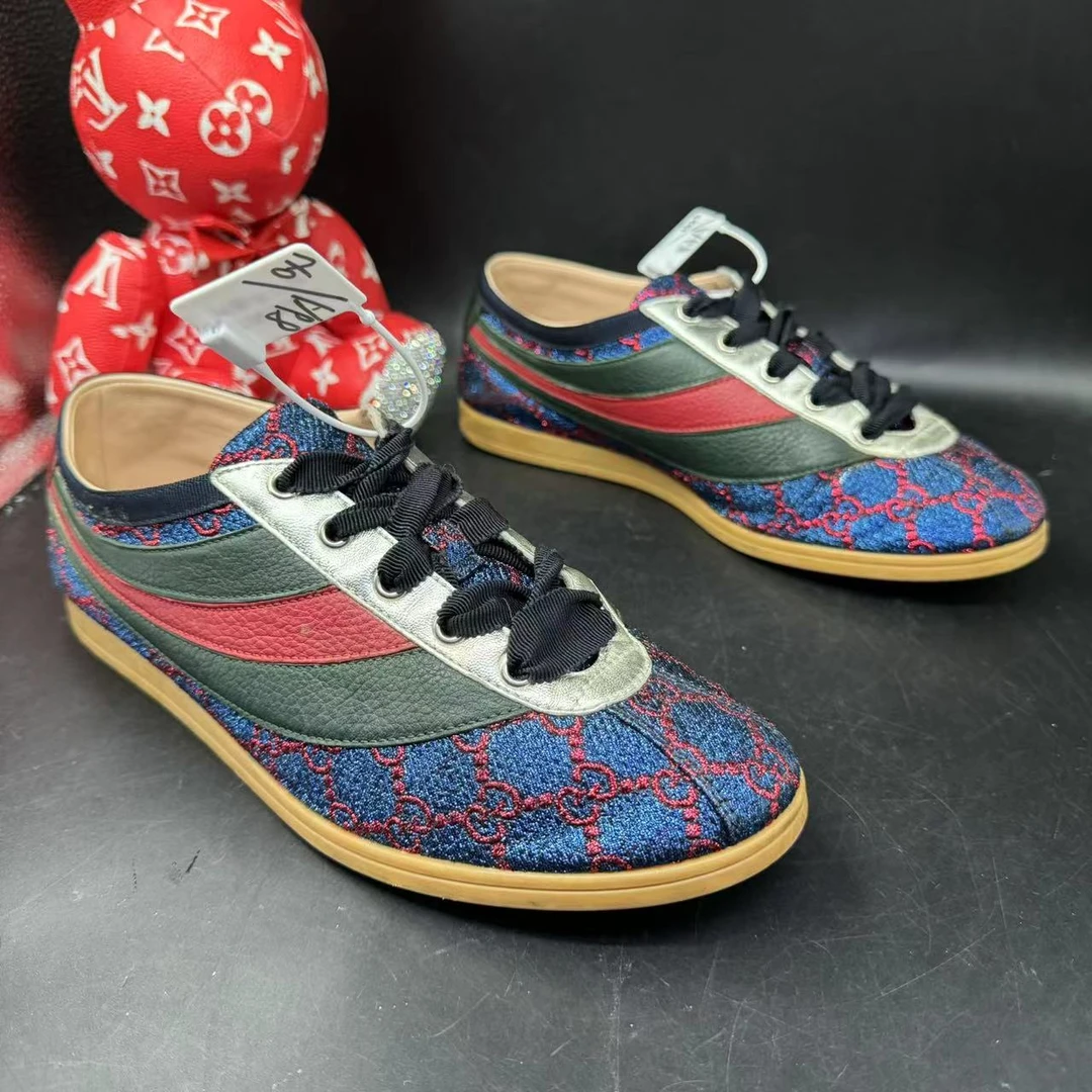 【二奢特惠】GUCCI/古驰  40欧码 男士时尚紫色印花休闲板鞋ao028