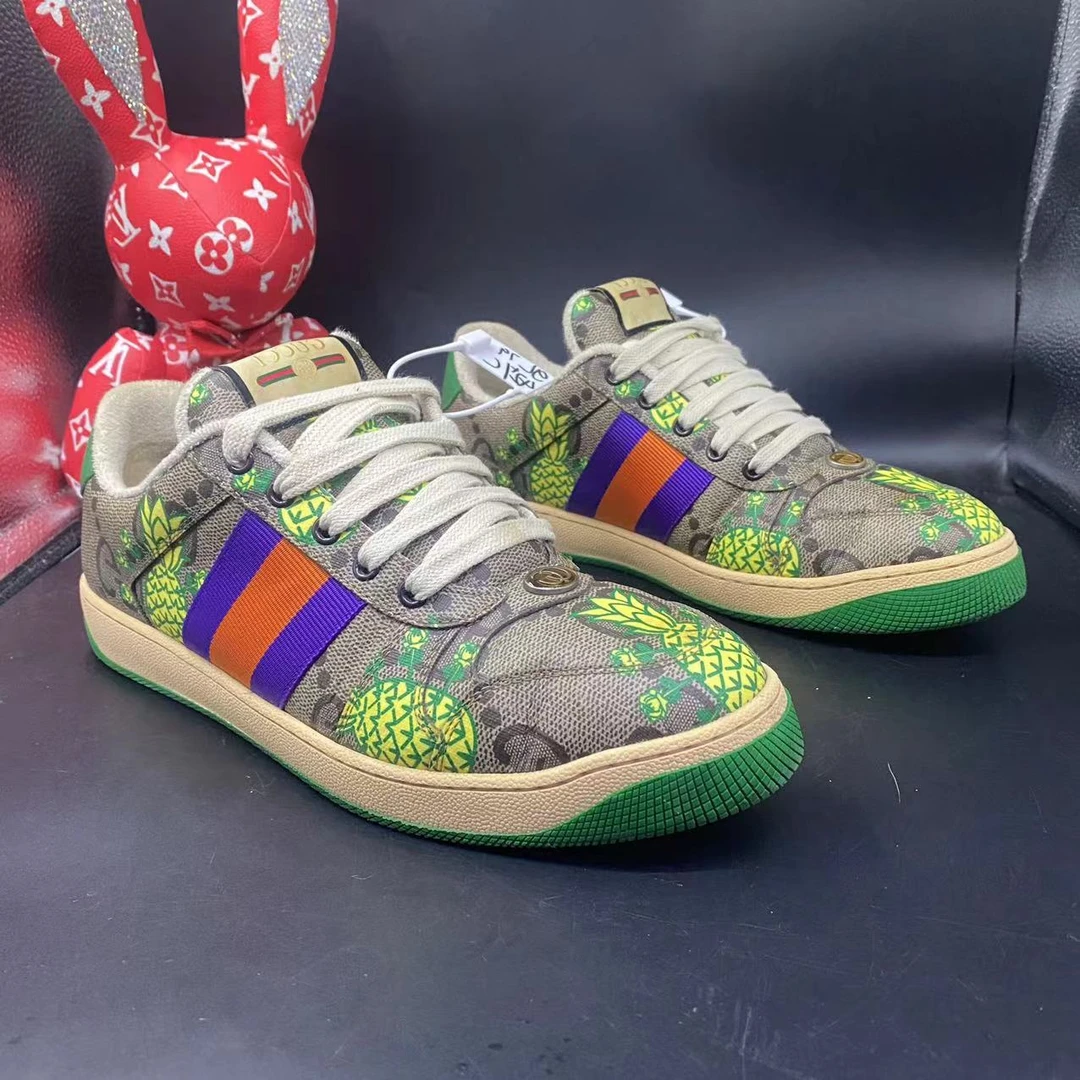 【AO折扣】GUCCI/古驰 42.5欧码 时尚菠萝印花双G休闲脏脏鞋gl079