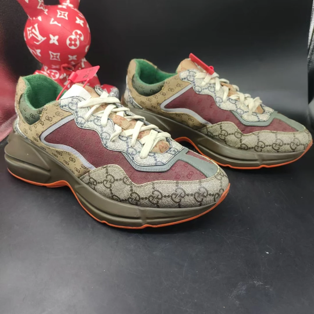 【147特惠】GUCCI/古驰 39欧码 棕色老花老爹鞋舒适增高百搭ao301