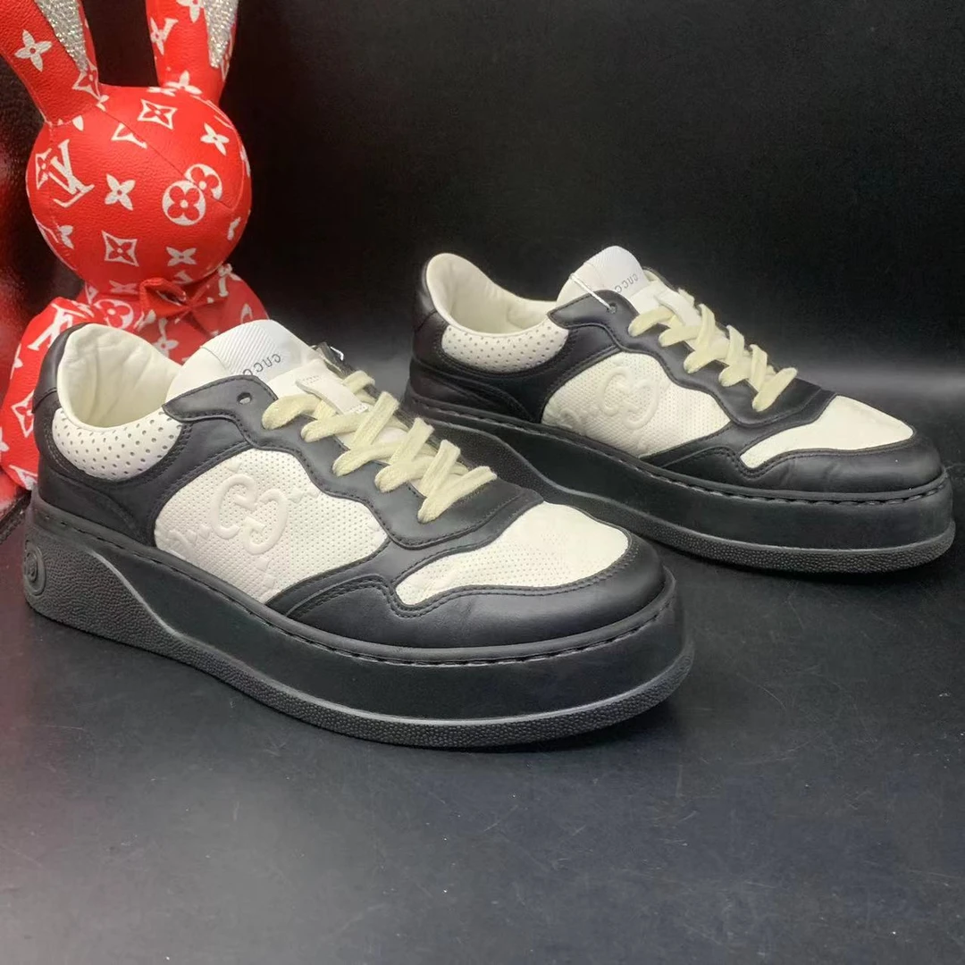 【AO折扣】GUCCI/古驰 42欧码 男士时尚休闲黑白配色厚底饼干鞋gl