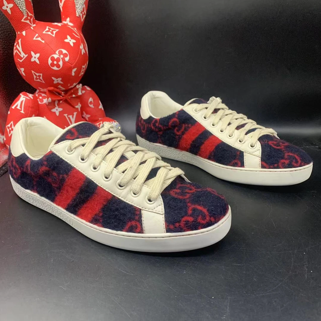 【二奢特惠】GUCCI/古驰 40欧码 男士时尚休闲ace红色双G系带板鞋