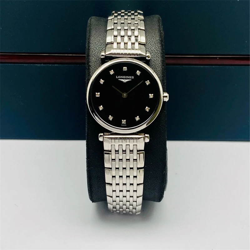95新 Longines/浪琴 浪琴嘉岚酷炫黑钻石刻度女表L4.709.4.55.6