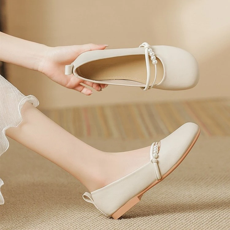 夏季新款平底低帮鞋低跟(小于3cm)PU圆头浅口单鞋橡胶