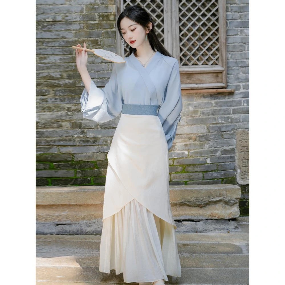 可以上班的汉服仙马面裙套装女复古风日常汉元素改良连衣裙