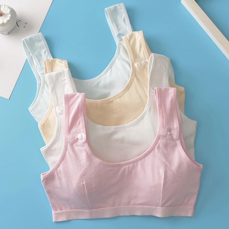 发育期少女背心纯棉内衣夹棉小学生薄款青春初中生中学生女童大童