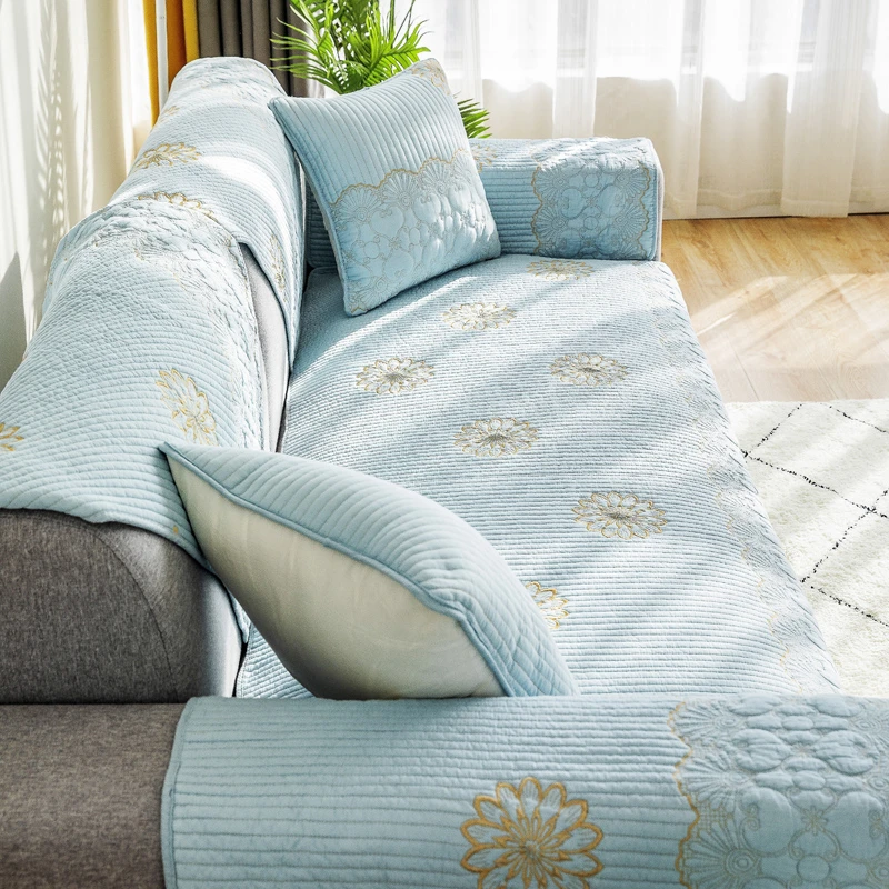 三座一贵妃沙发垫四季通用皮沙发防滑简约现代万能巾全棉全包布艺