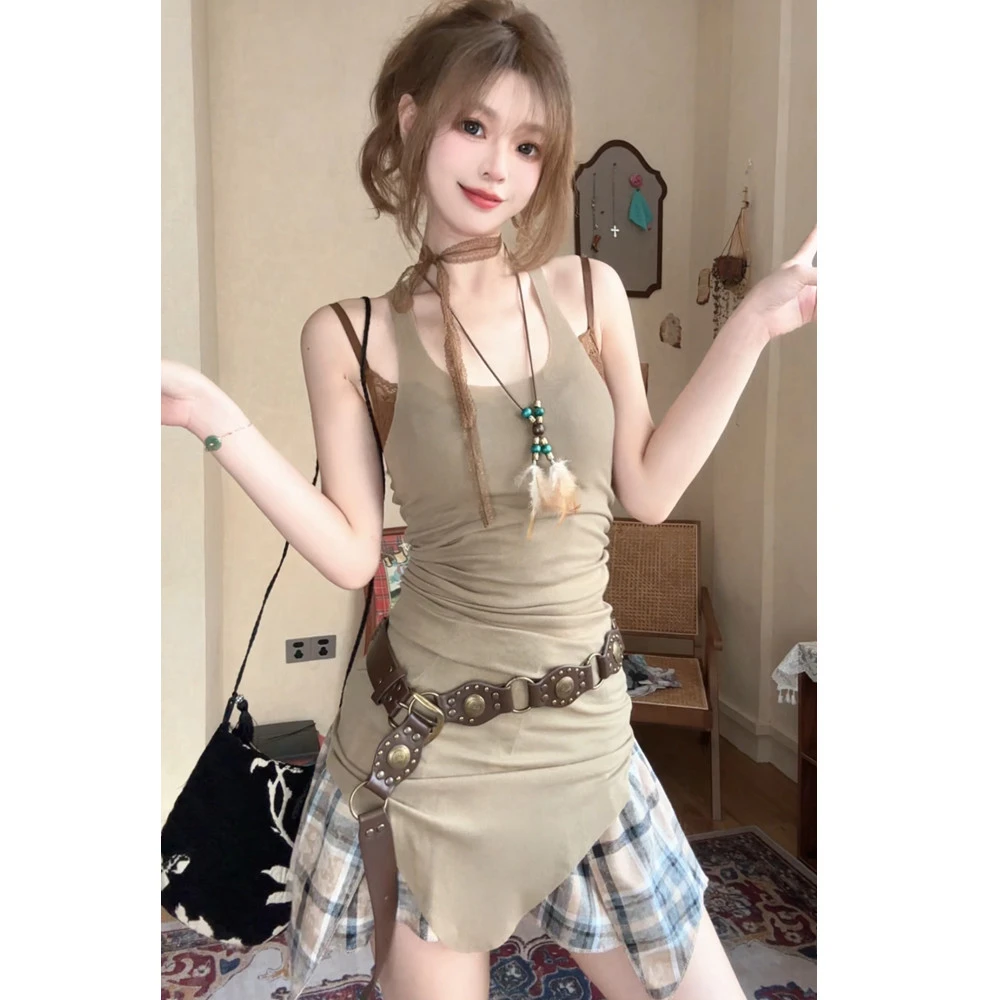 {西西里传说}显瘦挂脖吊带背心裙女夏 薄款辣妹复古修身设计感