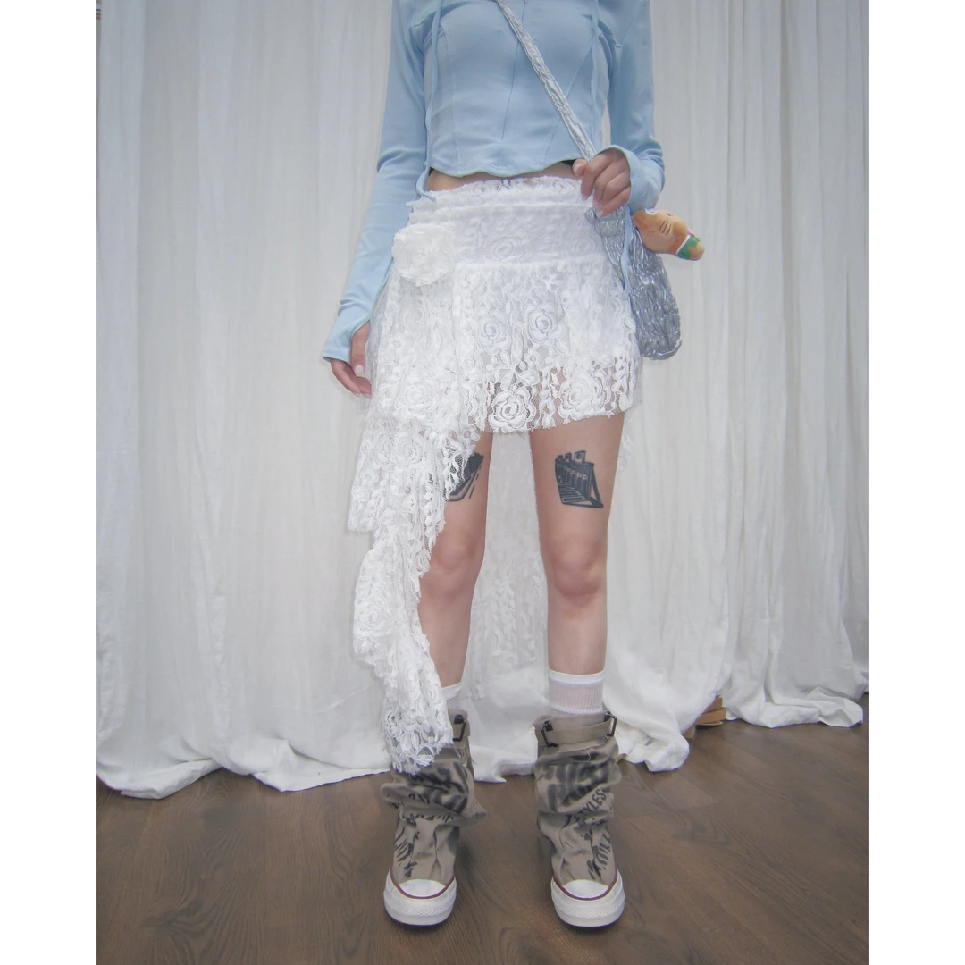 {浪漫婚纱*} 蕾丝不规则小众婚纱感设计百搭蛋糕多层半身裙