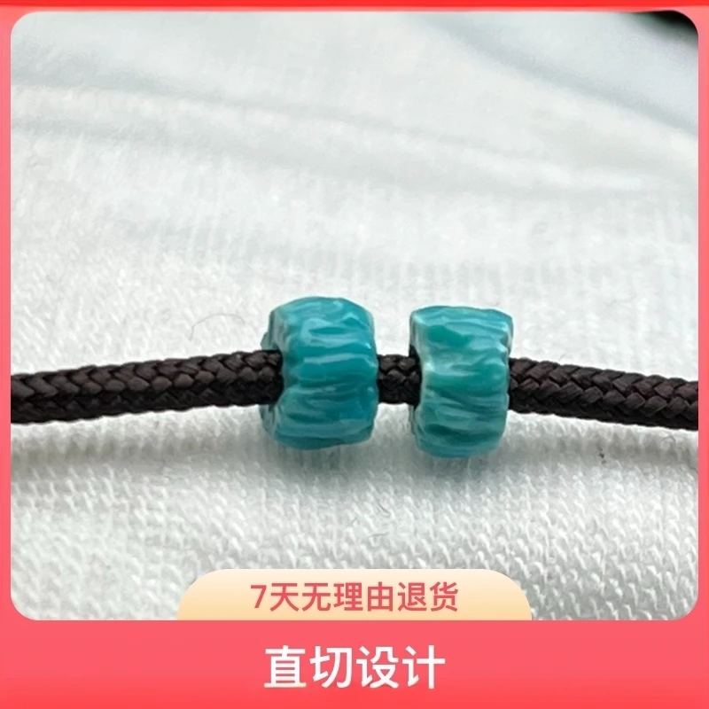 松月阁 原矿绿松石无优化 百香籽药片卡5*2+  直切 可定制 珠宝