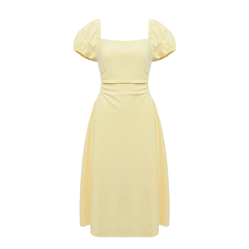 NIAW AN春夏超显瘦连衣裙法式茶歇气质小众复古方领连衣裙设计感