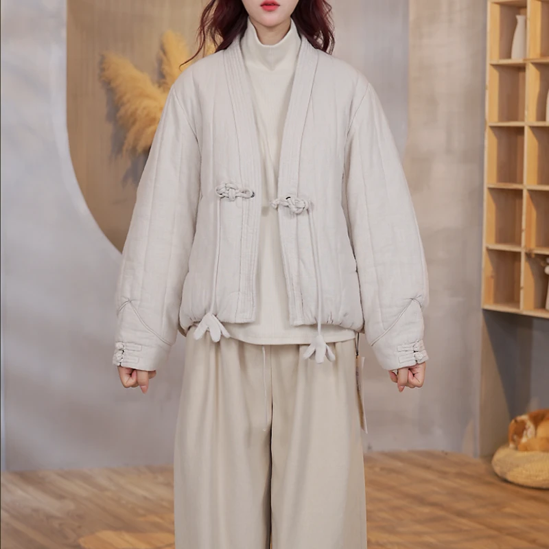 6038新中式外料老布棉服外套女加厚冬季短款上衣长63胸围112