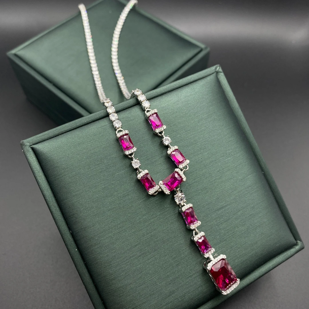 铜合金合成锆石项链 ZSS-1028 项链时尚坠链手工