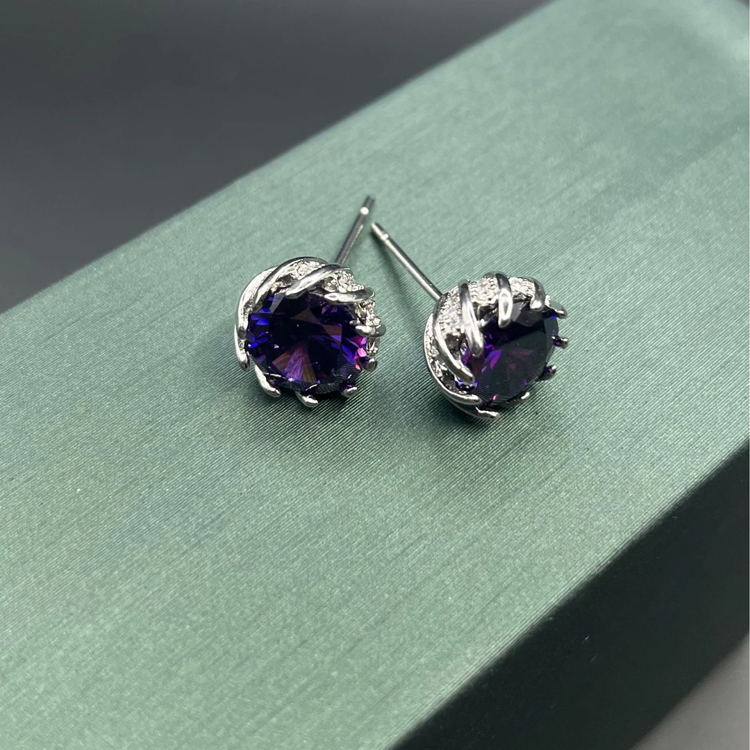 铜合金合成锆石耳饰 CD-2705 耳钉气质经典