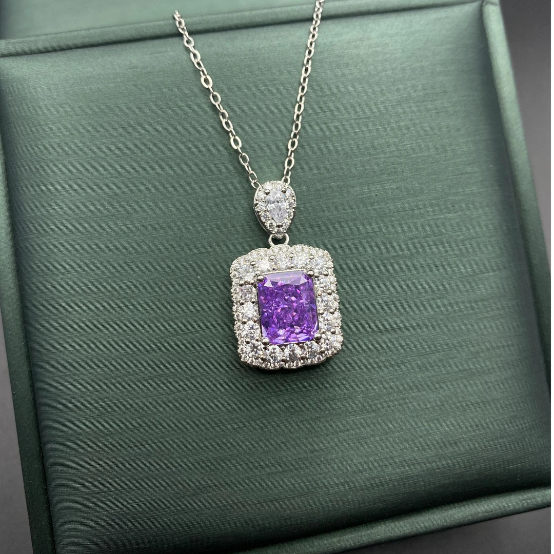 铜合金项链 XS-5138 紫色方糖冰花切项链