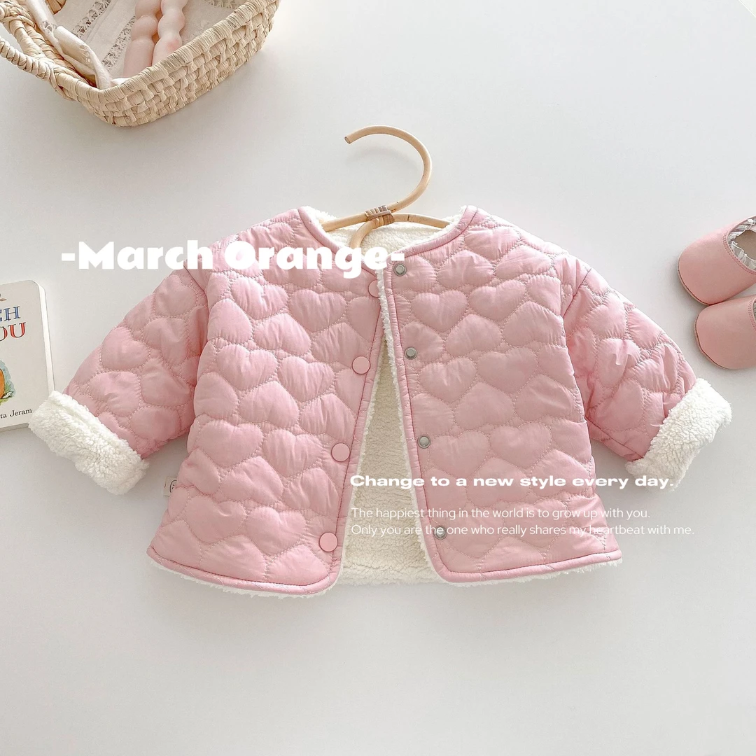 MO -粉粉小兔-女童洋气女宝保暖秋冬冬季短款加绒加厚韩版外套