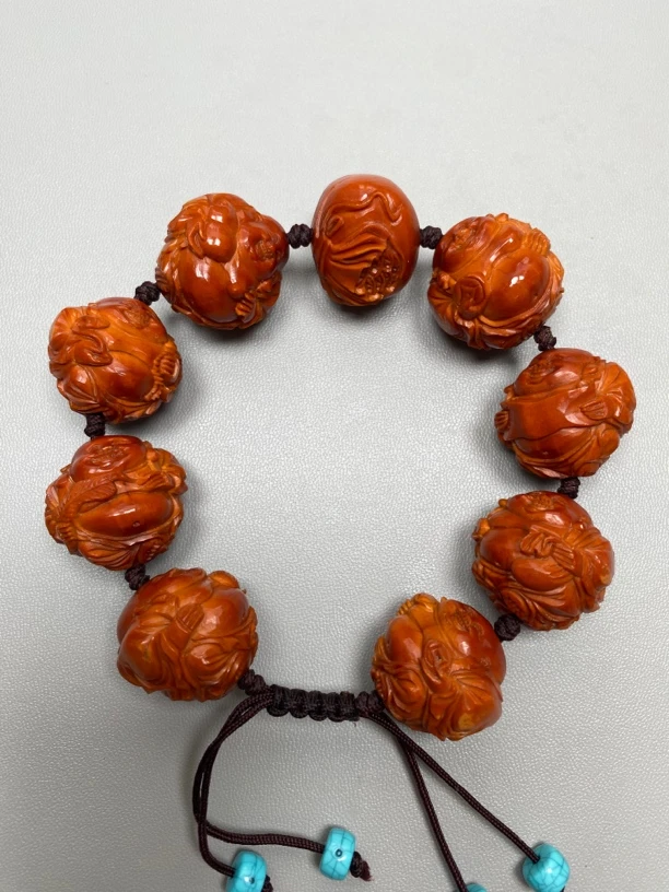 橄榄核手串 大尺寸短圆弥勒题材