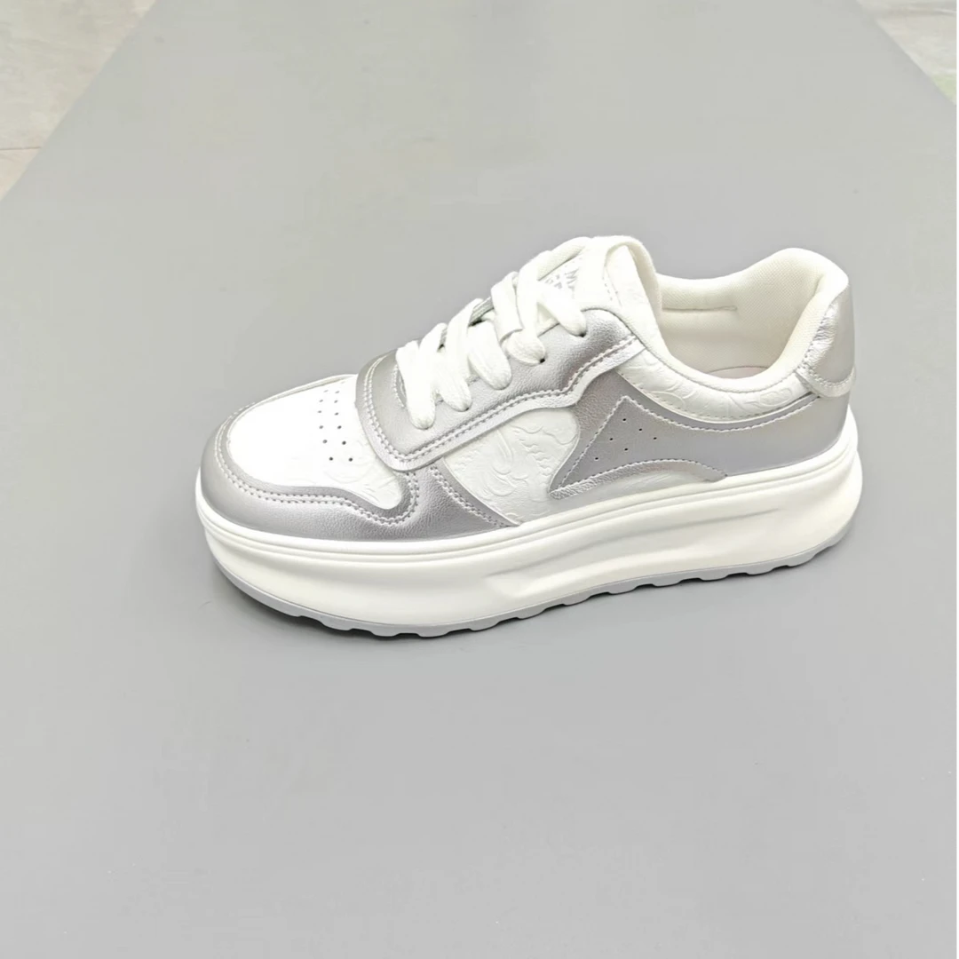 2024新款女鞋时尚百搭休闲鞋真皮增高小白鞋5001