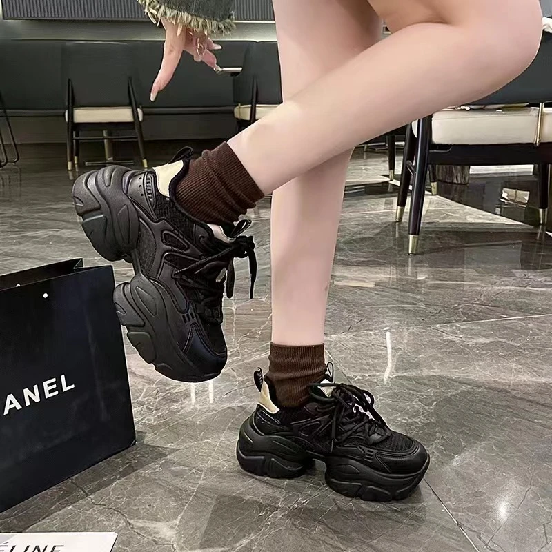 新款女鞋时尚百搭运动ins拼色休闲鞋潮鞋经典超轻加绒老爹鞋5290