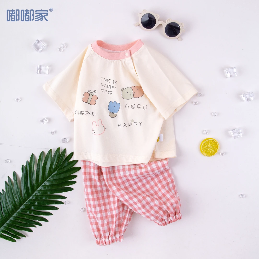 【现货】嘟嘟家休闲套装夏装短袖两件套宝宝男童女童童装T恤DF229