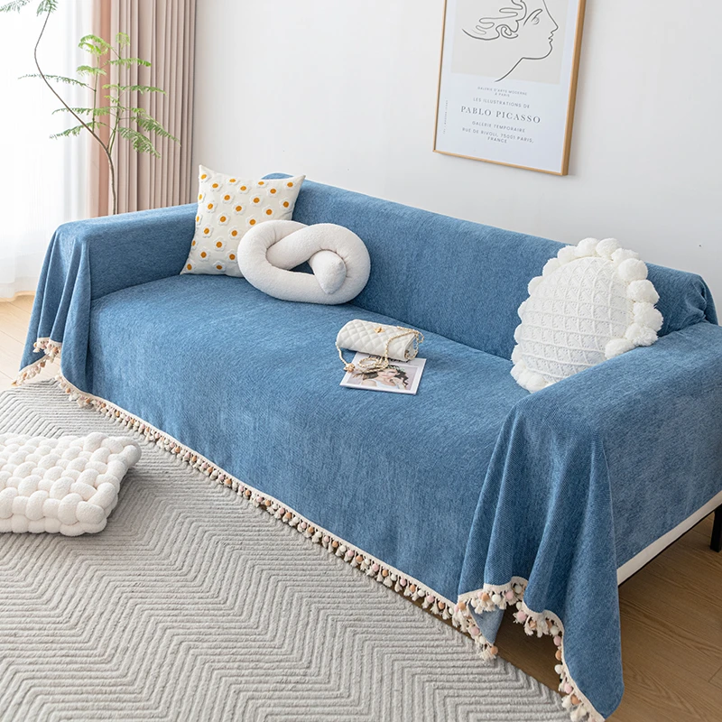 （早璎）防水三座雪尼尔沙发巾全盖四季通用纯色北欧风全包防猫抓