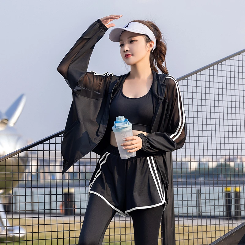 【法兰黛】显瘦瑜伽透气运动健身跑步两件套假两件瑜伽服健身服2377