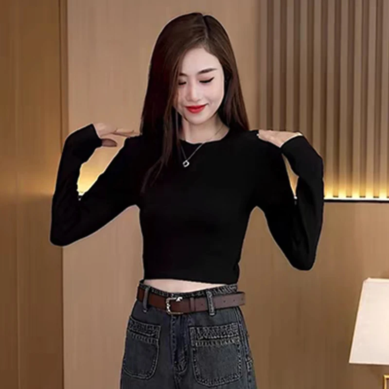 秋季爆款圆领打底衫内搭网红时尚秋冬长袖 修身显瘦百搭纯色T恤女