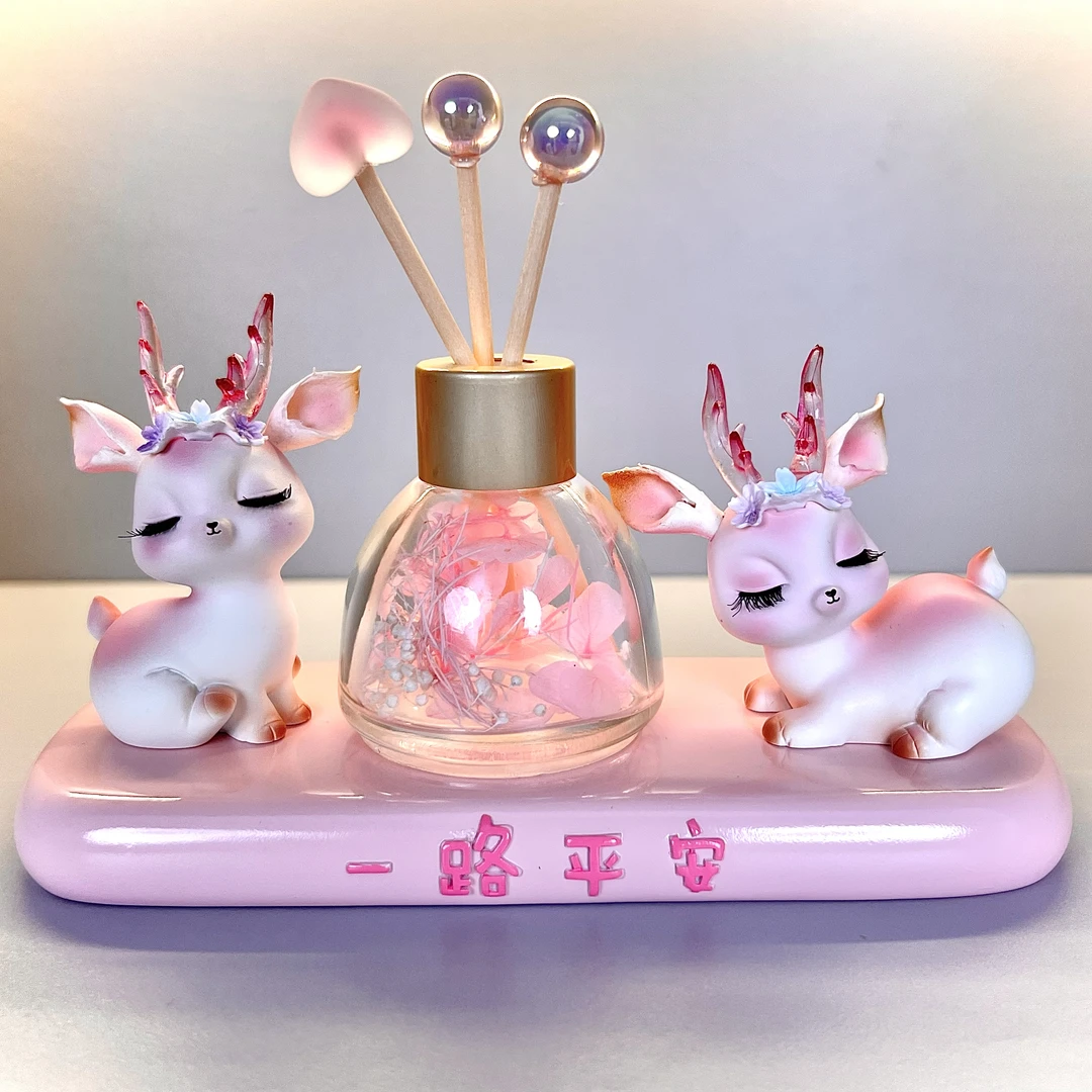 【一路平安】花韵小鹿停车号码牌汽车精致摆件车载香薰可爱内饰