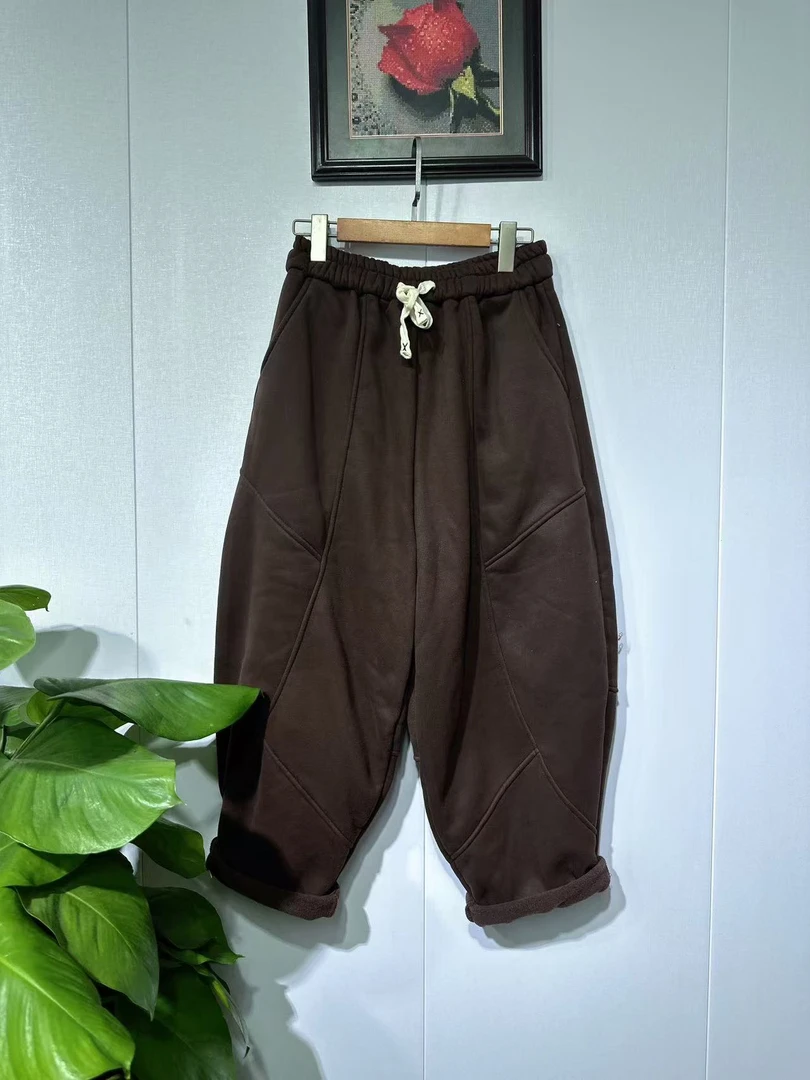 拼接单色百搭加绒卫裤03799