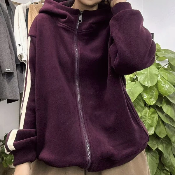 贴边条连帽颗粒绒加厚外套03112-1