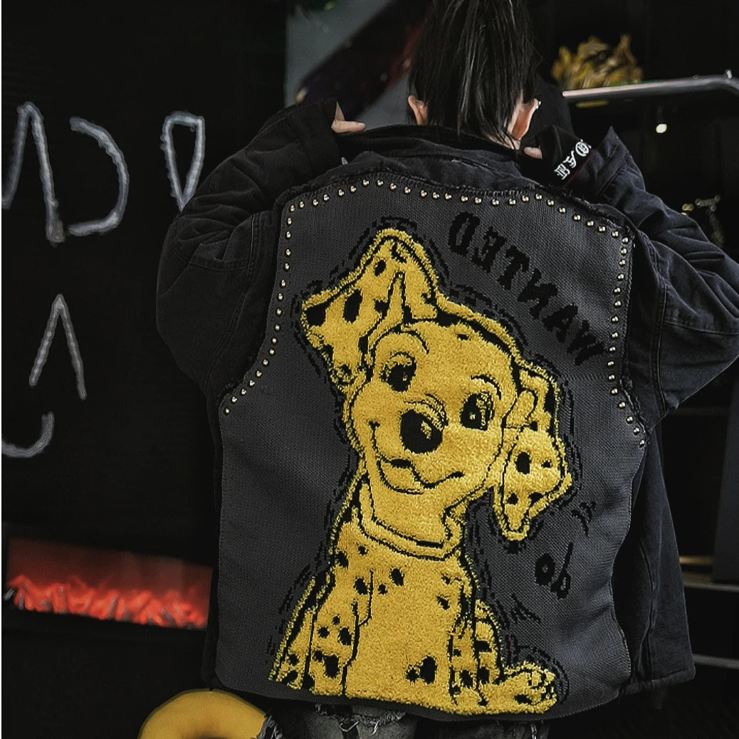 NY高级感黑色牛仔外套秋冬2024新款潮牌宽松百搭韩风chic夹克上衣