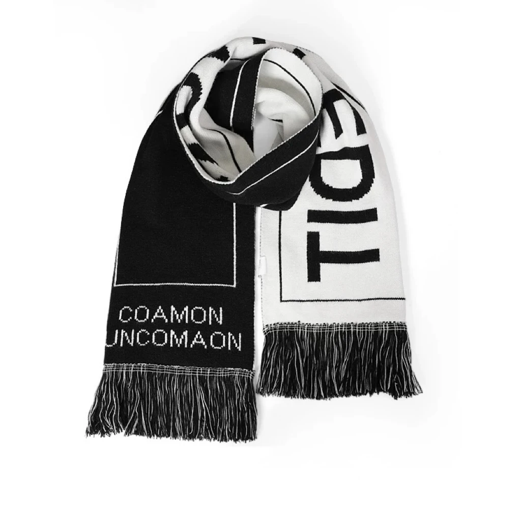 NY自制围巾男潮流个性ins潮牌黑色双面字母围巾冬季针织百搭围脖