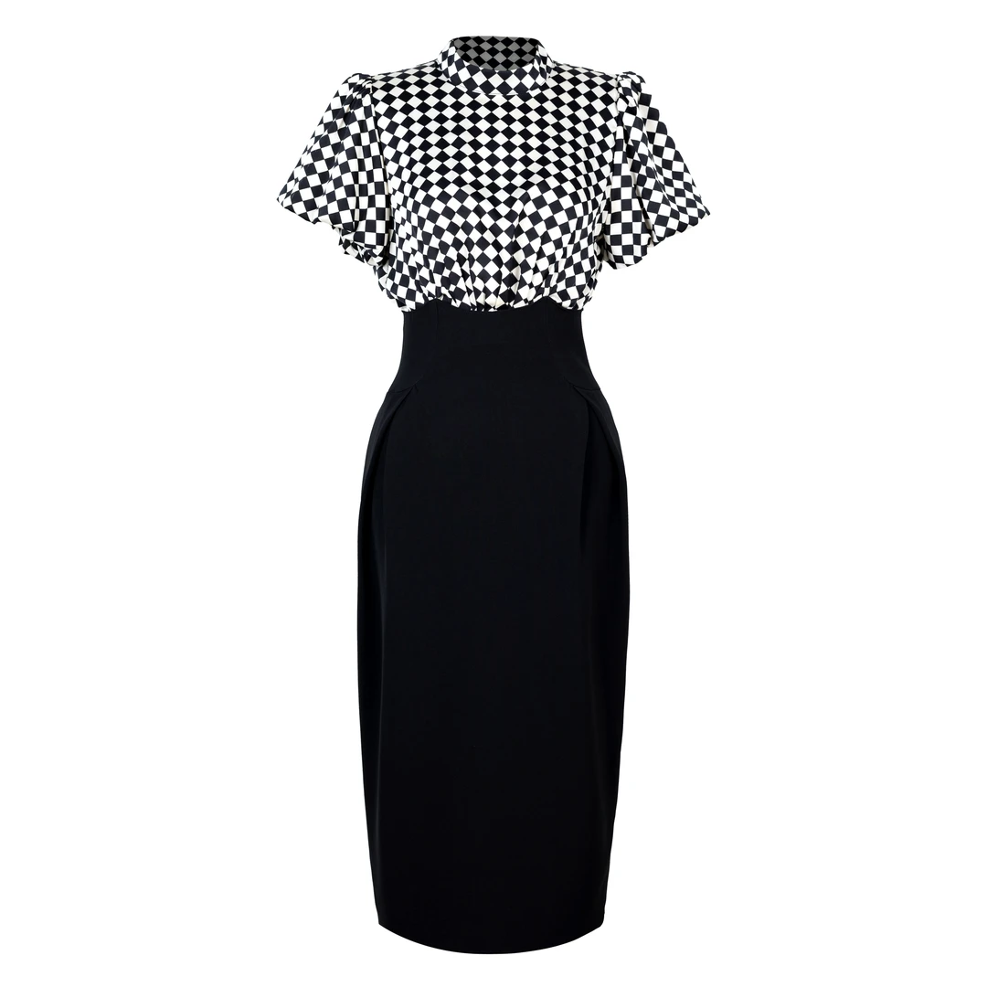 现货2025夏季新款【TX-1367】气质圆领后背镂空拼接设计感连衣裙子