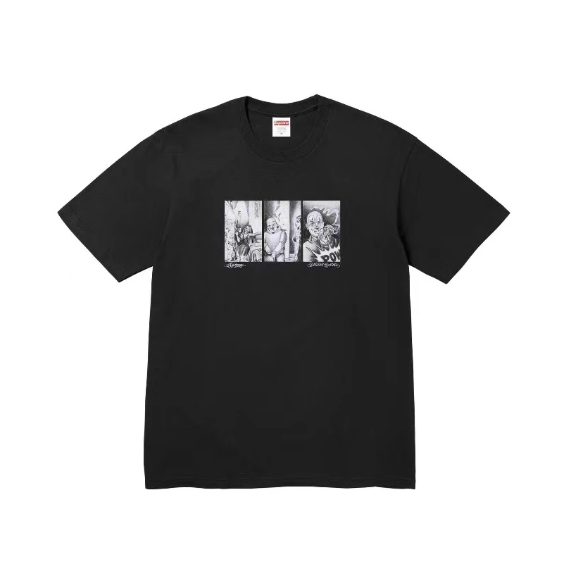 【山哥AL】Supreme 联名款 FW24 胸前卡通图案印花短袖T恤 黑色