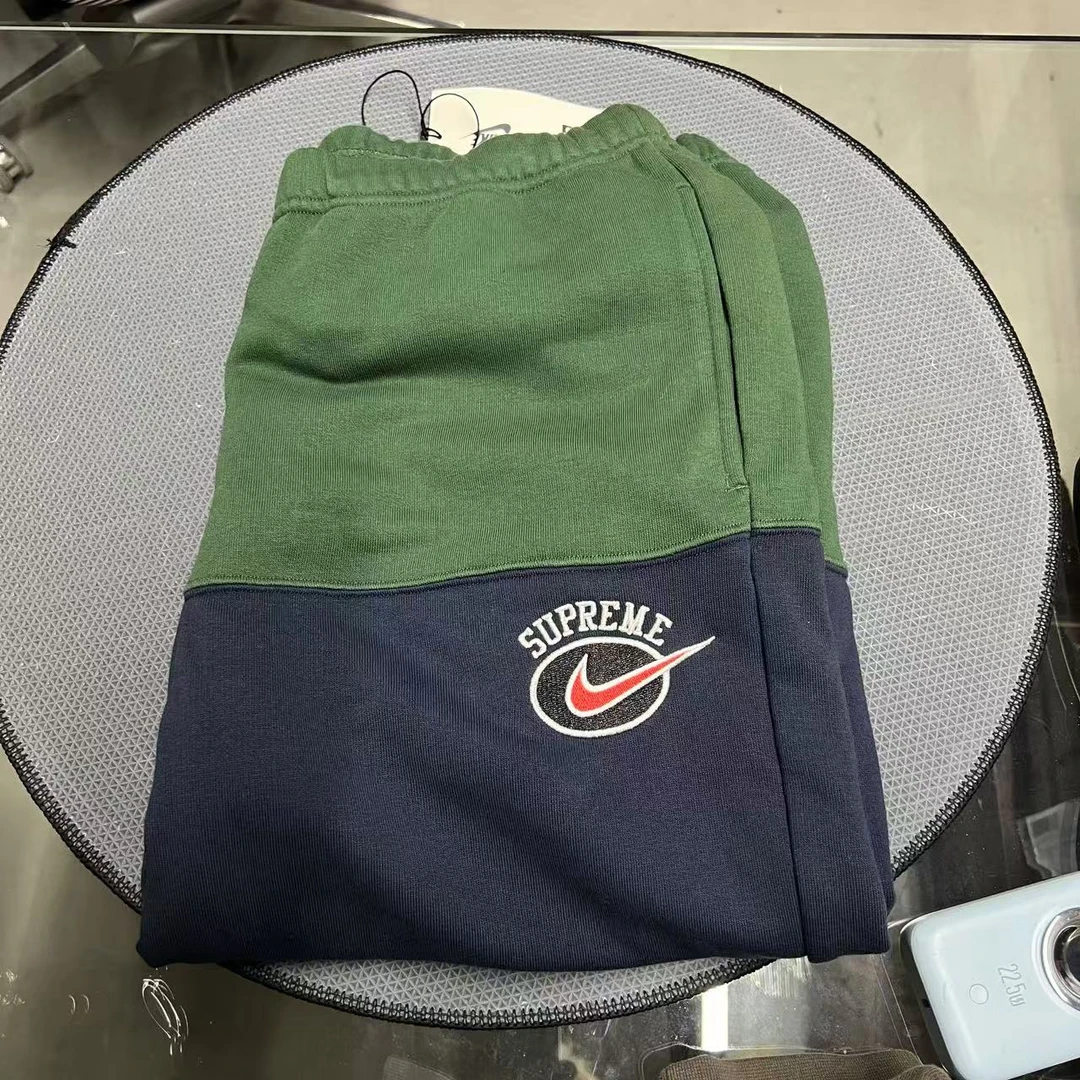 【山哥01】supreme联名nike  蓝绿色拼接卫裤 S