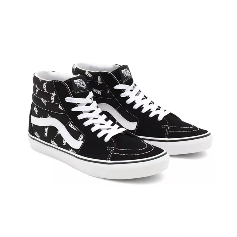 【山哥AL】Vans SK8 满印logo 高帮 板鞋 炭黑色 VN0A32QGQW7
