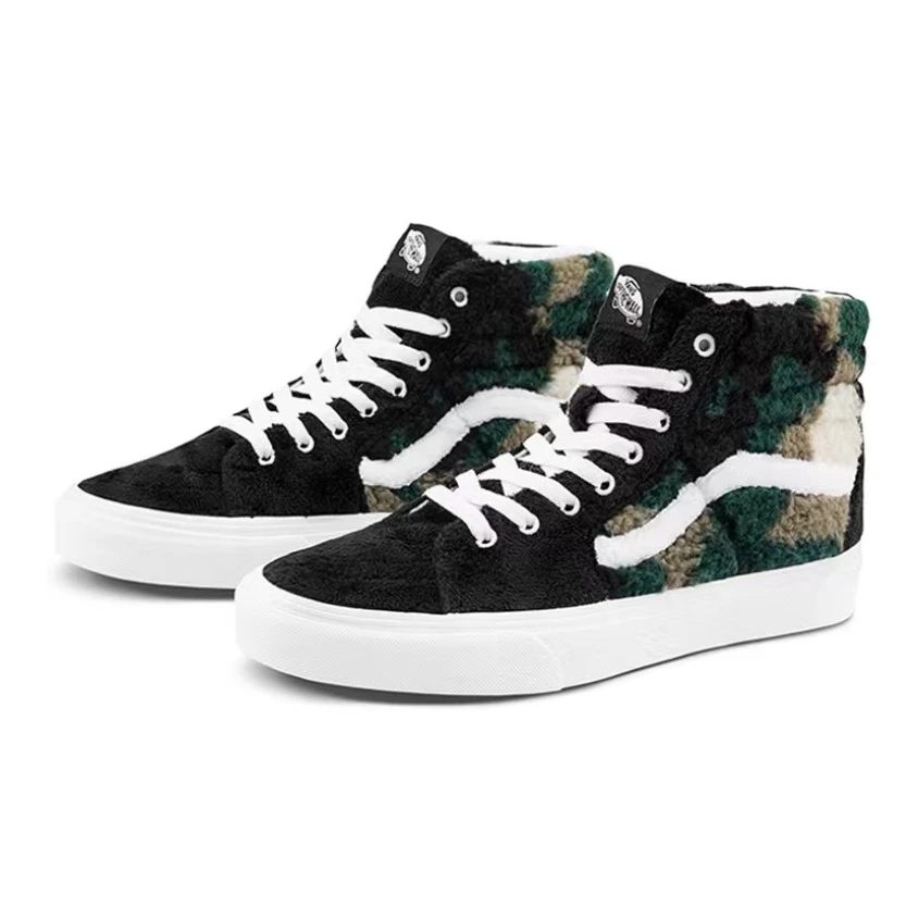 【山哥AL】Vans SK8 迷彩羊羔绒 休闲 高帮 板鞋  黑色 VN0A5JMJA58