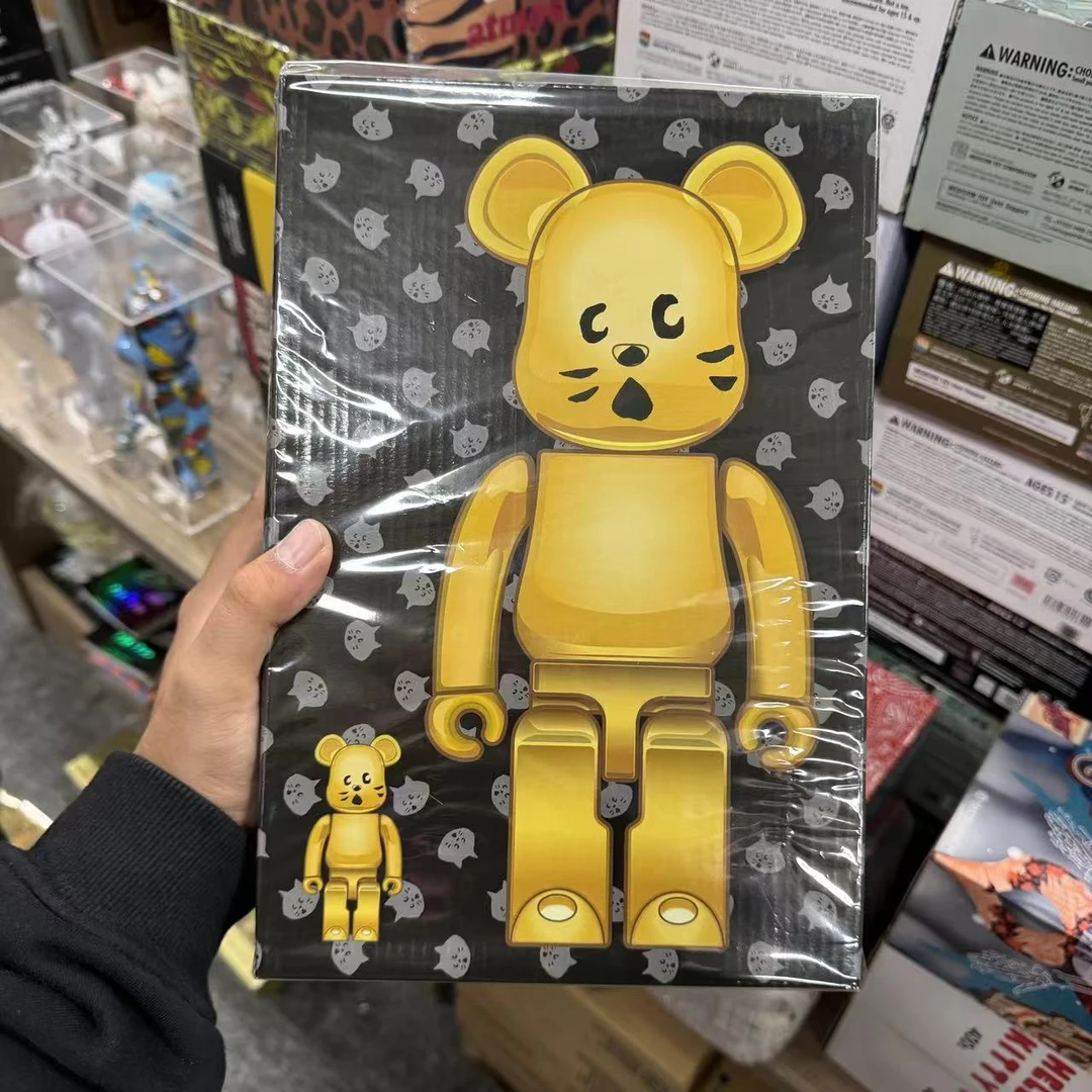 【小白】bearbrick积木熊 金色惊讶猫400%
