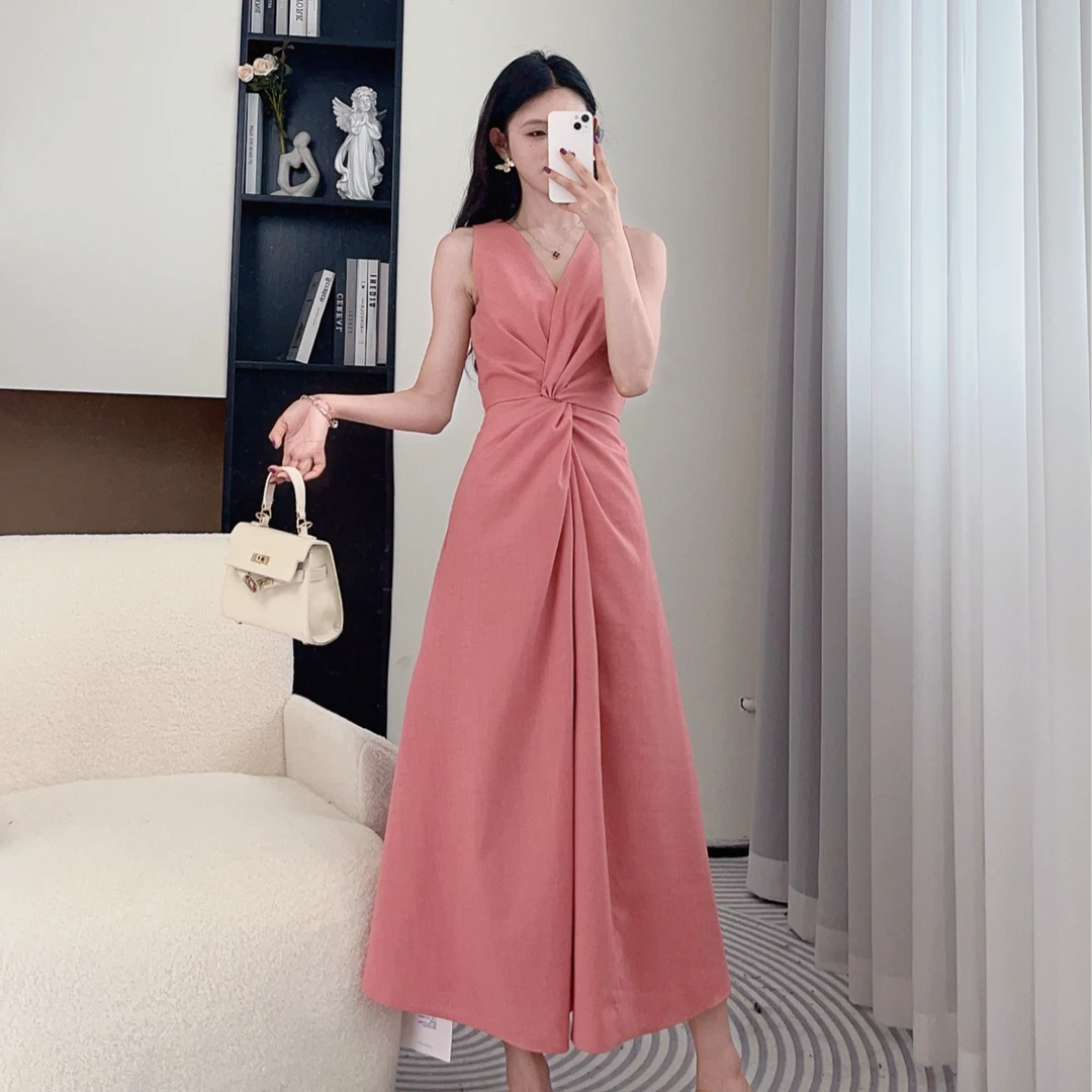 拉夏贝尔25现货清仓清凉时尚轻奢显瘦设计感修身连衣裙 2746 KQC