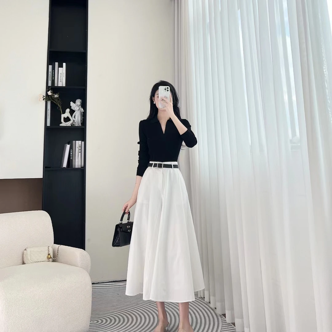 拉夏贝尔25春新法式轻熟气质纯欲慵懒风女装上衣+半裙 10020 LHD