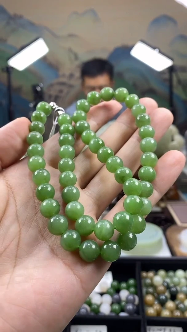 【闪购商品】和田玉项链合金卡10mm和田玉
